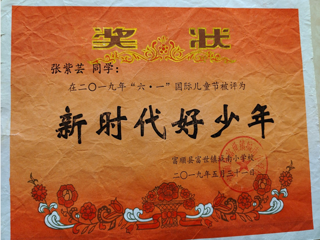 张紫芸的获奖证书、考级证书2