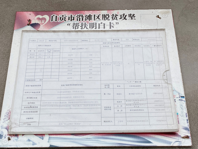 廖冰雪原建档立卡贫困户帮扶明白卡照片